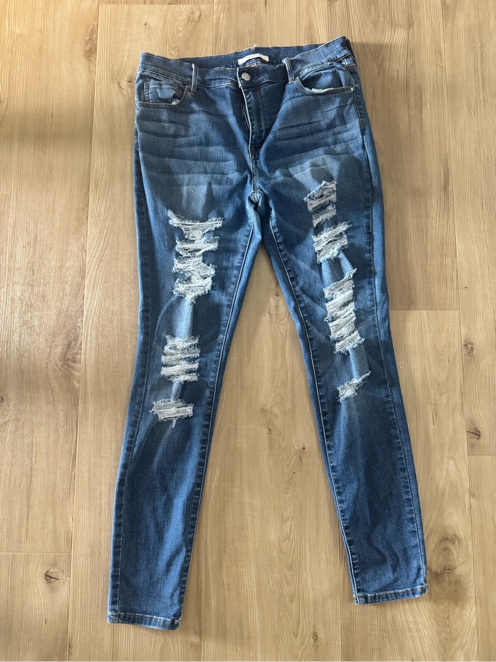 PacSun Ripped Skinny Jeans - Blue Denim